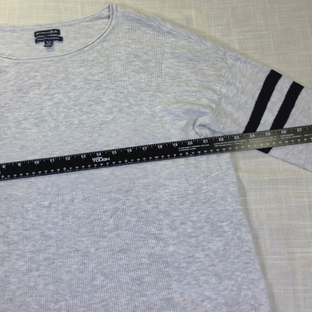 American Eagle Ahh-mazingly Soft Gray Varsity Stripe Knit Sweater Womens Cozy XL - Picture 3 of 6